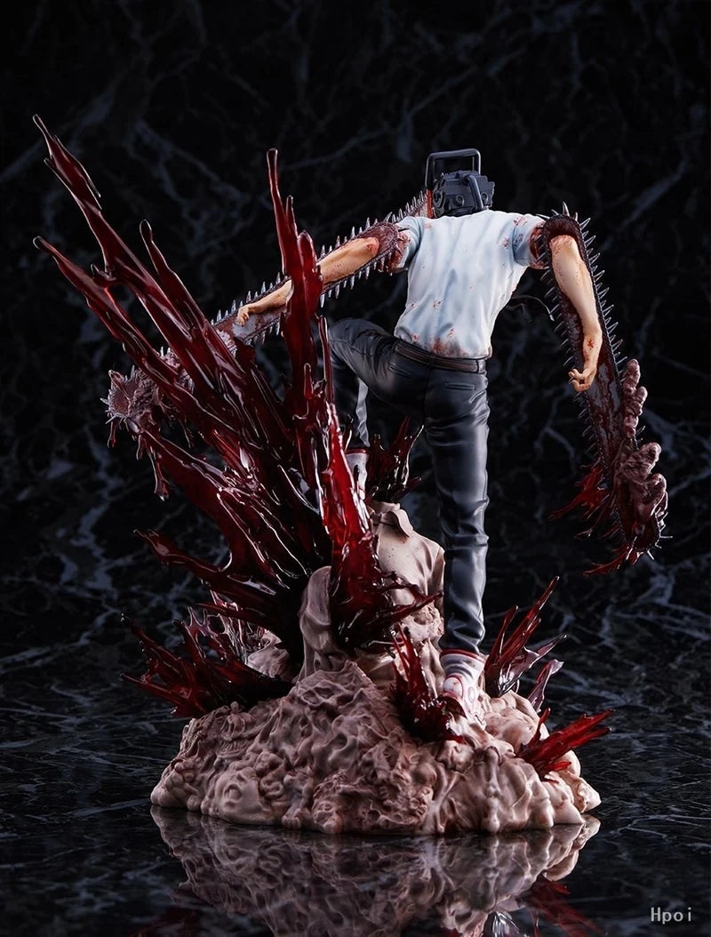 Chainsaw Man Denji & Pochita Figur – Anime Sammelfigur 22 cm - Rückansicht